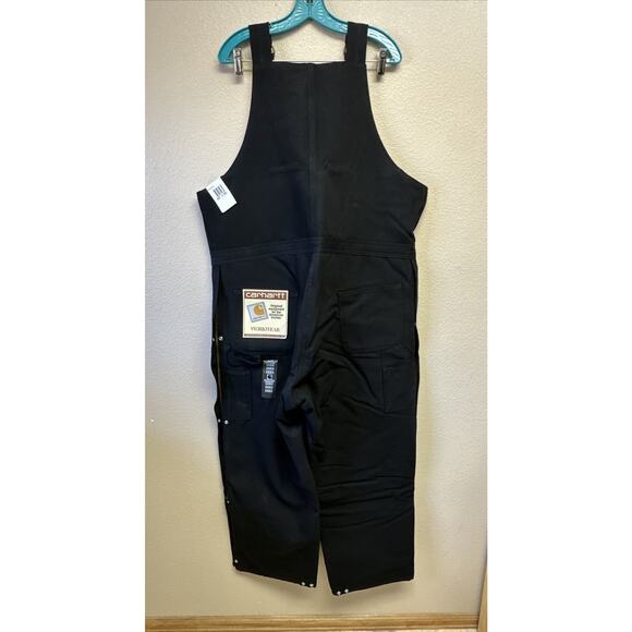 NWT Vtg Carhartt Men's 42X30 Black Bib Overalls Double Knee Duck Canvas Workwear - Picture 9 of 10